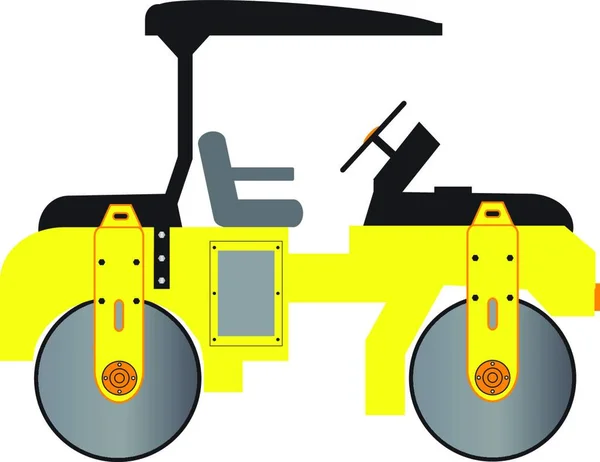 Żółty Mini Road Roller Izolowany Białym — Wektor stockowy