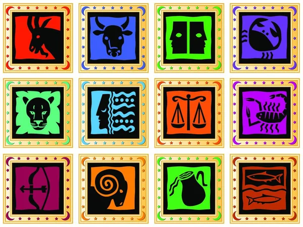 Botón Signo Del Zodiaco Ilustraciones Aisladas — Vector de stock