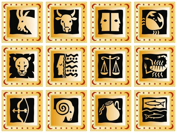 Cuadrados Con Signos Del Zodíaco Ilustraciones Indemnizadas — Vector de stock