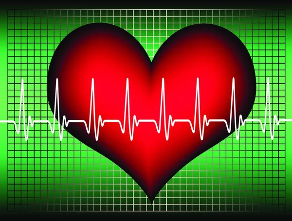 Coração Com Cardiograma Fundo Raster — Vetor de Stock