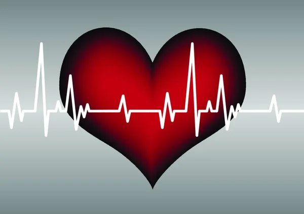 Rotes Herz Mit Kardiogramm Stammvektor — Stockvektor