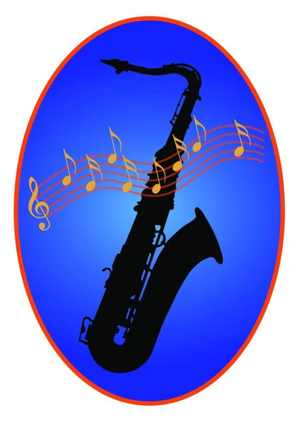 Saxofón Oval Azul Vector Indemnizado — Vector de stock
