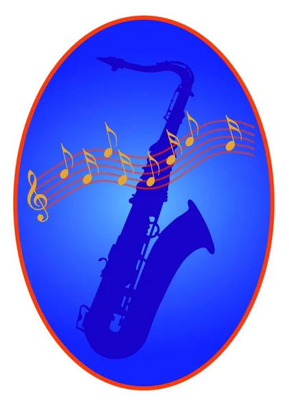 Saxofone Ovais Azuis Vetor Indenizado — Vetor de Stock