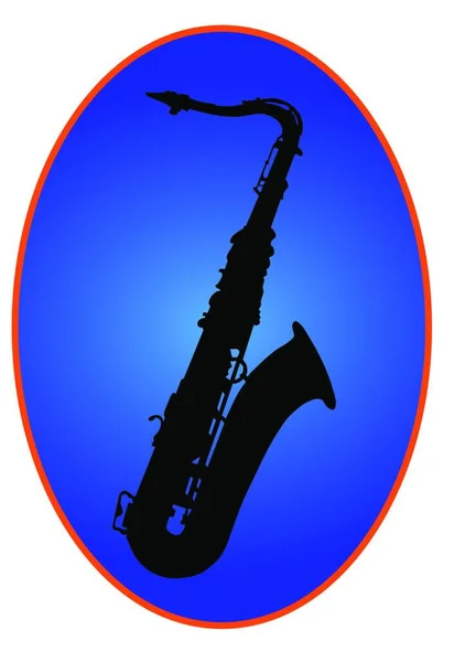 Saxofón Oval Azul Vector Indemnizado — Vector de stock