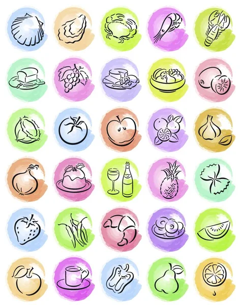 Blobs Con Símbolos Alimentarios Gráficos Vectoriales Gratuitos — Archivo Imágenes Vectoriales