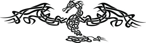 Imposing Stylized Celtic Knot Dragon Tattoo Illustration — Stock Vector