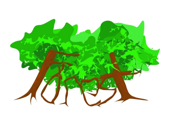 Estilo Tipografia Árvore Verde Fundo Branco — Vetor de Stock