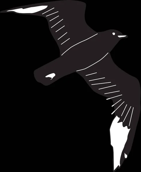 Silhouette Eines Vogels Auf Schwarzem Hintergrund — Stockvektor