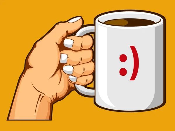 Mano Sosteniendo Taza Café — Vector de stock