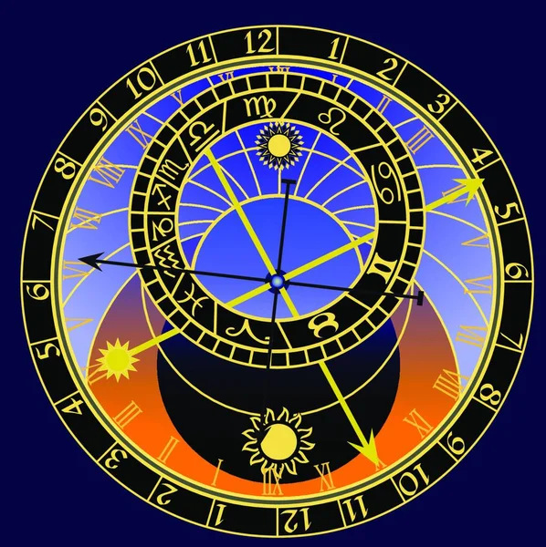 Ilustração Relógio Astronômico Vetor — Vetor de Stock