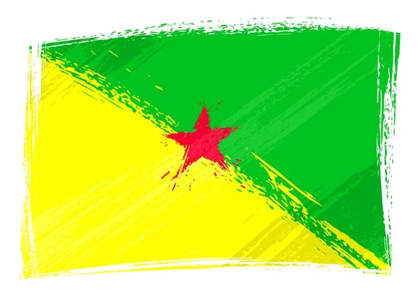グランジ風に作られたフランス領ギアナの旗 — ストックベクタ