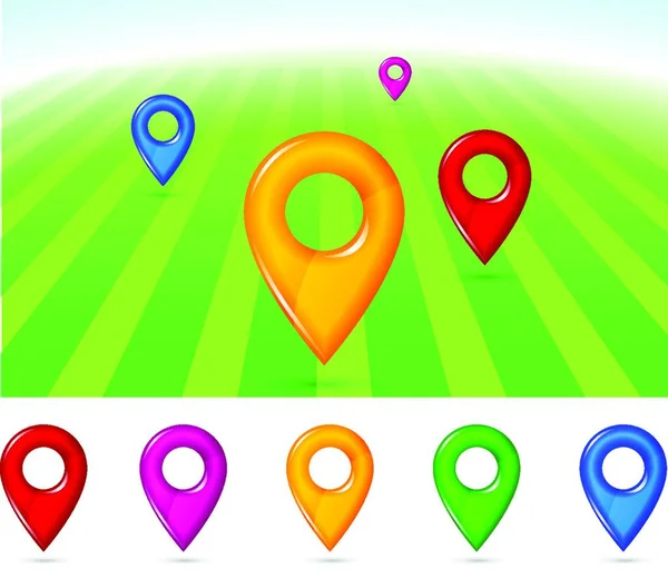 Punteros Gps Diferentes Colores — Archivo Imágenes Vectoriales