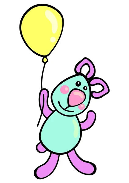 Illustration Des Süßen Bären Der Mit Ballon Fliegt — Stockvektor