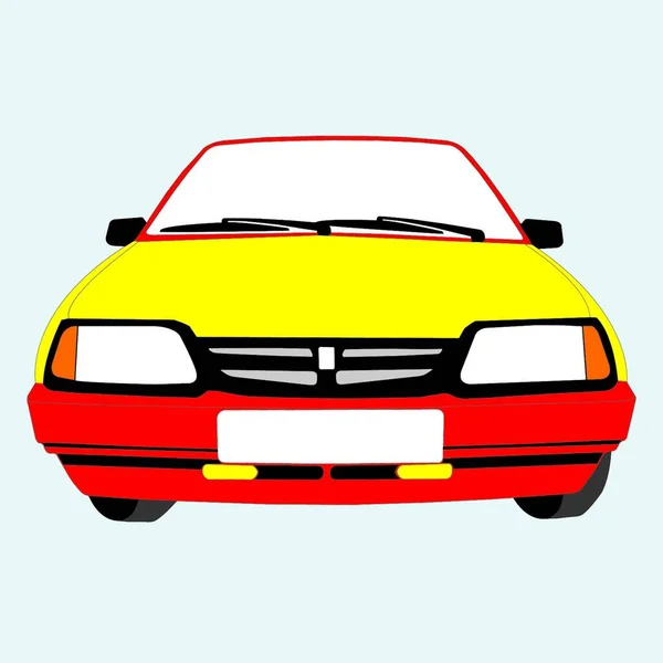 Цвет Рисующий Автомобиль Стоящий Рядом Человеком — стоковый вектор