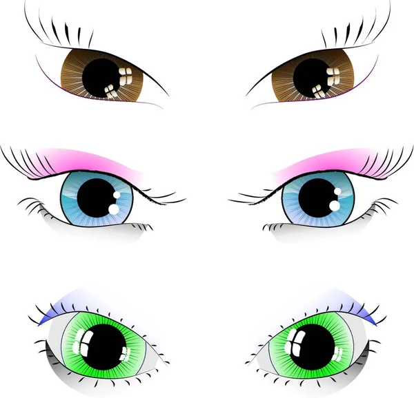 Conjunto Vetores Olhos Desenhados Diferentes Formas Cor —  Vetores de Stock