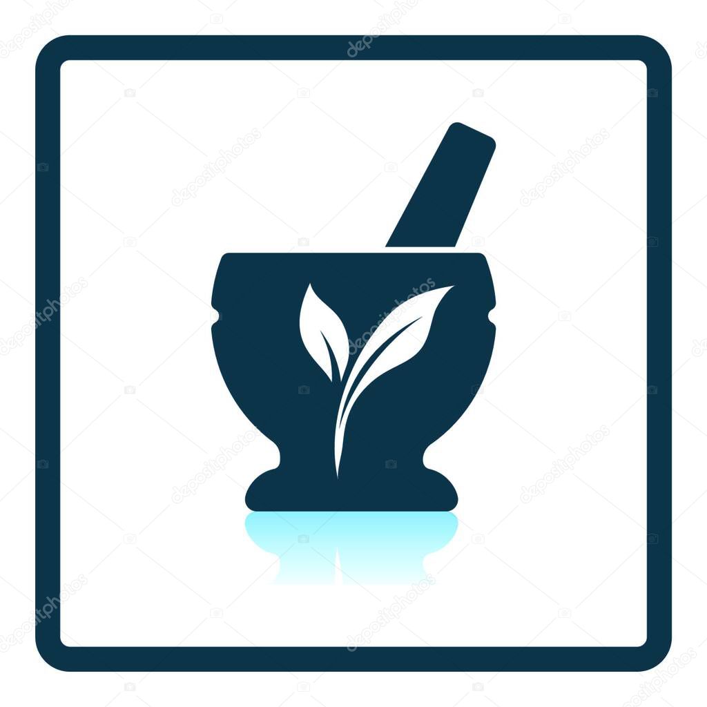 Spa Mortar Icon. Square Shadow Reflection Design. Vector Illustration.