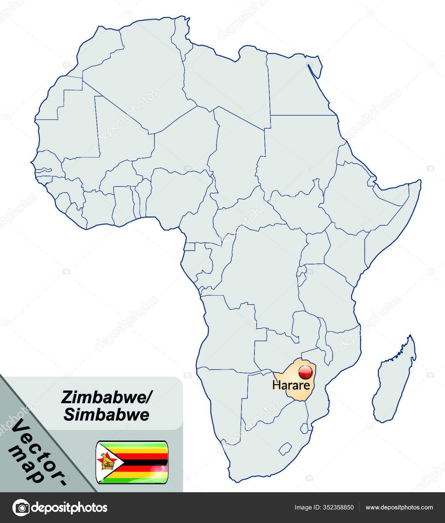 Zimbabwe África Como Mapa Insular Naranja Pastel Diseño Atractivo