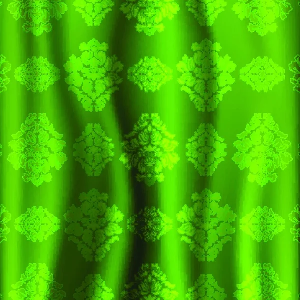 Green Curtain Patterned Model — Stock Vector