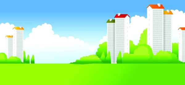Πράσινο Τοπίο Κτίρια — Διανυσματικό Αρχείο
