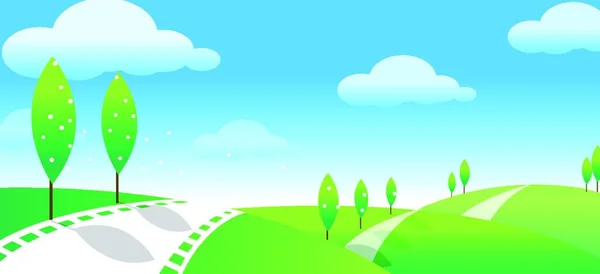 Paisaje Verde Con Carretera — Vector de stock