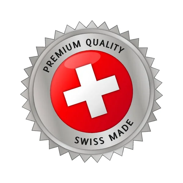 Suíço Fabricado Feito Switzerland Selo Botão Suisse — Vetor de Stock