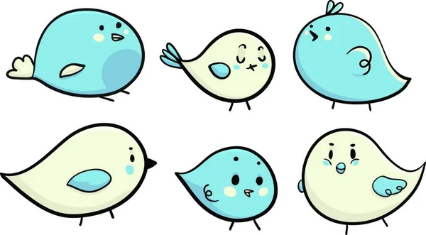 Ilustración Vectorial Algunos Pájaros Dibujos Animados — Vector de stock