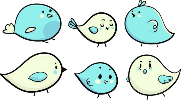 Ilustración Vectorial Algunos Pájaros Dibujos Animados — Archivo Imágenes Vectoriales