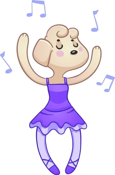 Ilustración Vectorial Perro Dibujos Animados Bailando Ballet Usando Ropa Ballet — Archivo Imágenes Vectoriales