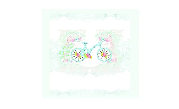 Abstracto Floral Bicicleta Ilustración — Vector de stock