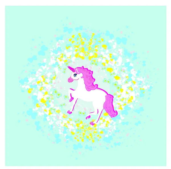 Vector Illustratie Van Prachtige Roze Eenhoorn — Stockvector
