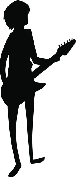 Die Schwarze Silhouette Eines Gitarristen Einfache Vektorzeichnung — Stockvektor