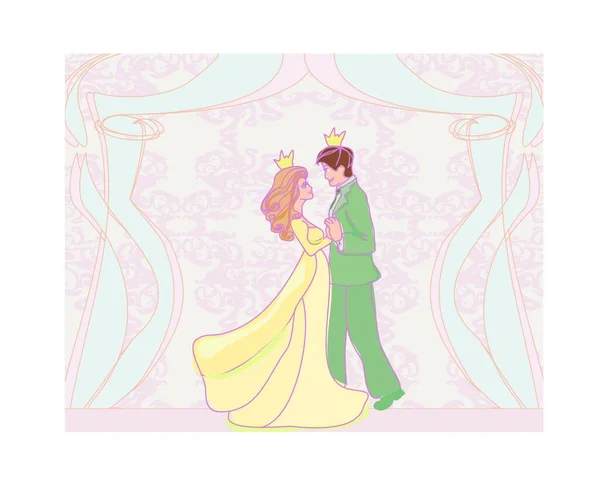 Illustration Dancing Prince Princess — Stock Vector