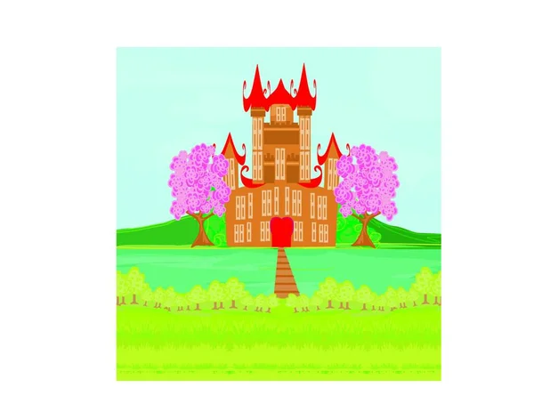 Castello Principessa Marrone Sul Fiume — Vettoriale Stock