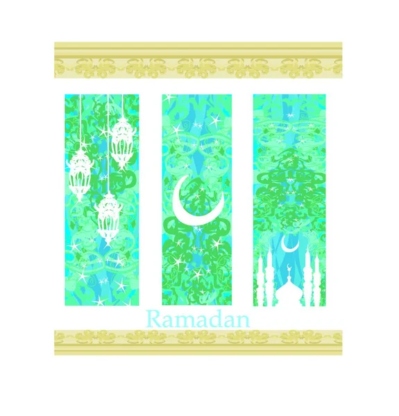 Islamiska Banderoller Set Ramadan — Stock vektor