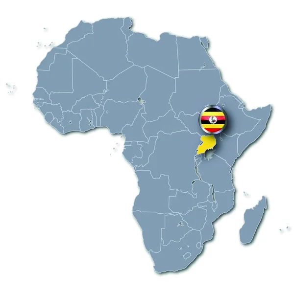 Africa Mappa Con Uganda — Vettoriale Stock