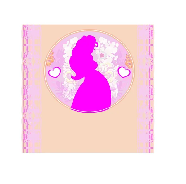 Bébé Douche Cartoon Invitation Silhouette Femme Enceinte — Image vectorielle