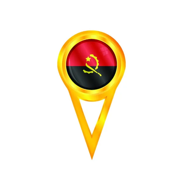 Angola Nın Ulusal Bayrağıyla Altın Broş — Stok Vektör