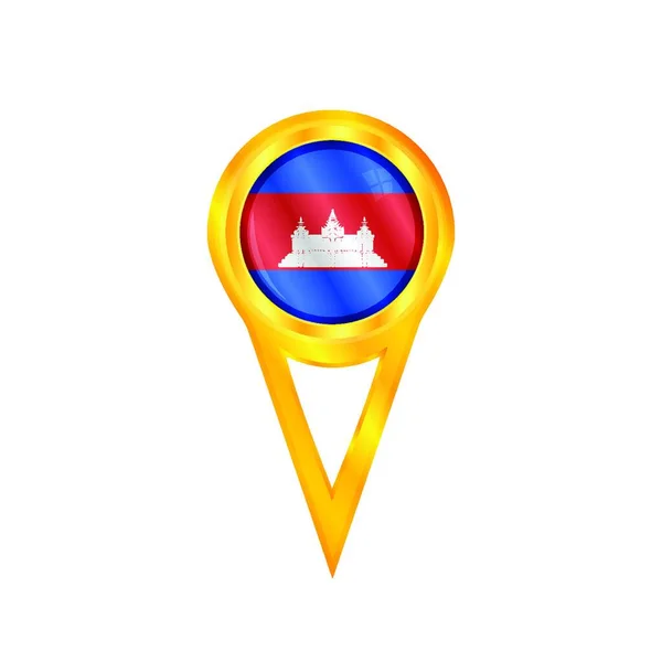 Bandeja Oro Con Bandera Nacional Camboya — Vector de stock