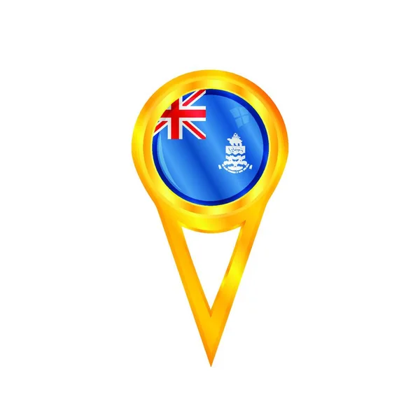 ケイマン諸島の国旗のついた金のピン — ストックベクタ