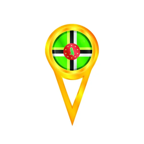 Guld Stift Med Den Nationella Flaggan Dominica — Stock vektor