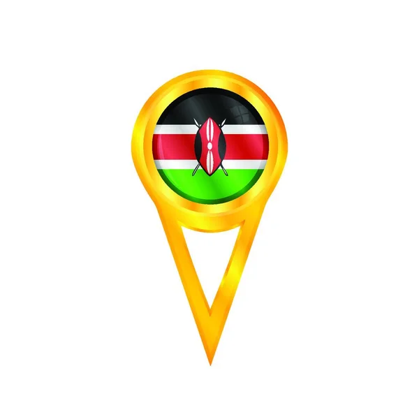 Épinglette Avec Drapeau National Kenya — Image vectorielle