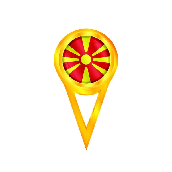 Spilla Oro Con Bandiera Nazionale Macedonia — Vettoriale Stock