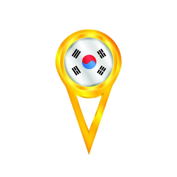 Güney Kore Bayrağıyla Altın Broş — Stok Vektör