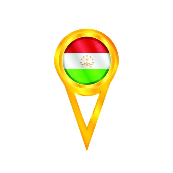 Złota Szpilka Flagą Tadżykistanu — Wektor stockowy