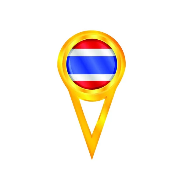 Gold Pin National Flag Thailand — Stock Vector