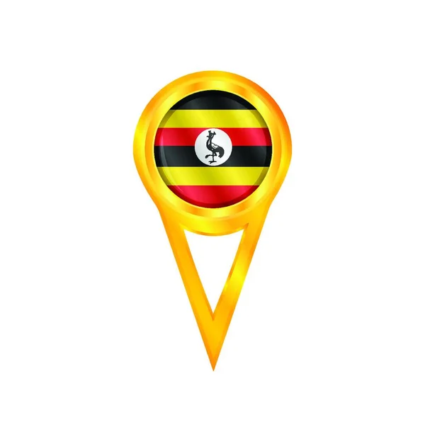 Alfinete Ouro Com Bandeira Nacional Uganda — Vetor de Stock