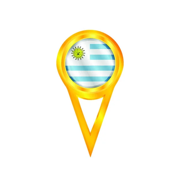 Gouden Speld Met Nationale Vlag Van Uruguay — Stockvector