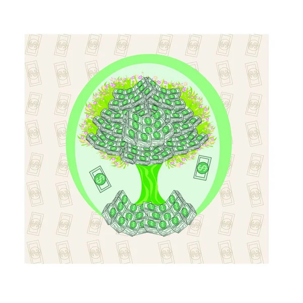 Гроші Ростуть Деревах Абстрактна Картка — стоковий вектор