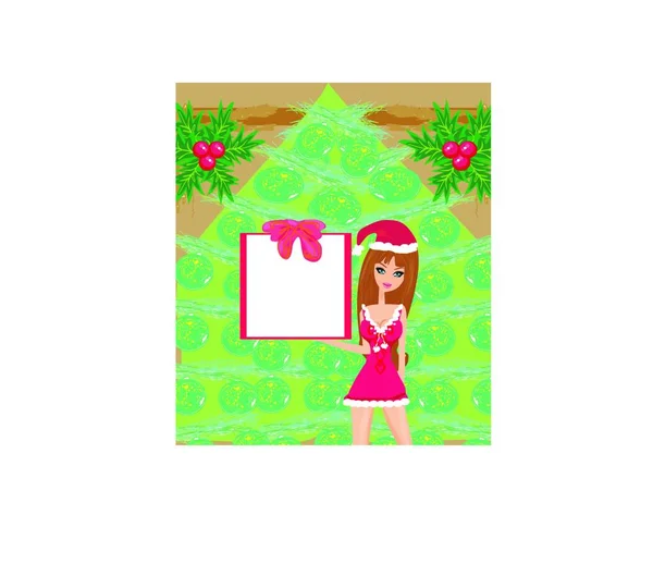 Jolie Fille Costume Noël — Image vectorielle
