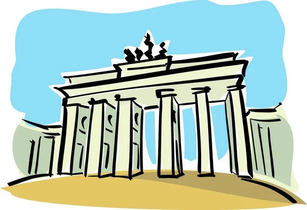 Illustration Brandenburg Gate Berlin — Stok Vektör